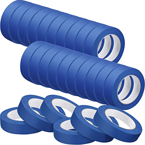 Fainne 36 Rolls Blue Painters Tape Bulk Multi Pack Safe Paint Paper Masking Tape for Wall Painting Decoration Supplies (Blue,1 Inch X 55 Yards)