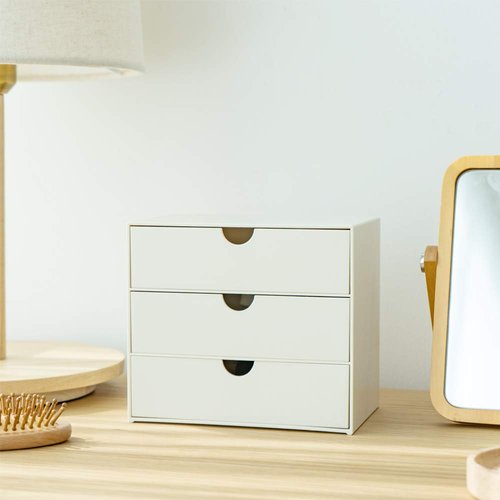 Lunmore 3-Drawer Vanity Organizer, Compact Storage Organization Drawers Set for Cosmetics, Dental Supplies, Bathroom, Dorm, Desk, Countertop, Office Mini Size