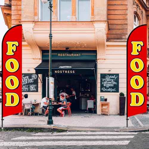 2 Pack Food Advertising Feather Banner 12ft Food Truck Advertising Swooper Flag Banner Sign for Store Fronts, Businesses, Retailers, Shops, Events, Fairs