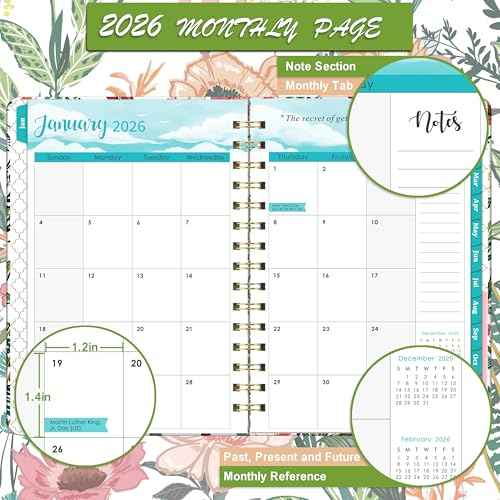 2026 Planner ? Weekly £¦ Monthly Planner 2026, Jan. 2026 ? Dec. 2026, 6.4" x 8.5" with Tabs, Flexible Hardcover, Thick Paper, Strong Twin-Wire Binding, Back Pocket, Inspirational Quotes £¦ Notes