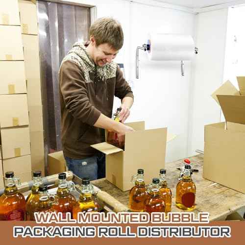 23.62 Inch Bubble Foam Wrap Roll Dispenser Wall Mount Bubble Cushioning Holder for Packing Moving Shipping Protection Factory Express