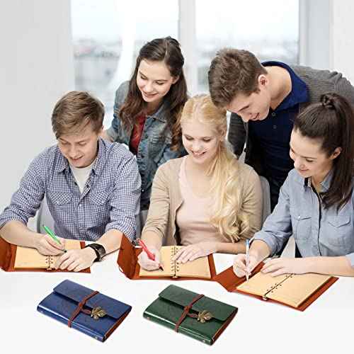Teling 10 Pieces PU Leather Journal Tree Vintage Refillable Notebook Travel Journal Rustic Bound Diary Daily Writing Notepad with Lined Pages Gifts for Men Women(A6, 5'' x 7'')