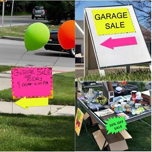 LinQuick Large 9.5x11.5in Neon Poster Board Cutouts,Burst Star Garage Sale Yard Sale Sign,Paper Signs for Science Fair Projects Decoration,School Presentation Supplies