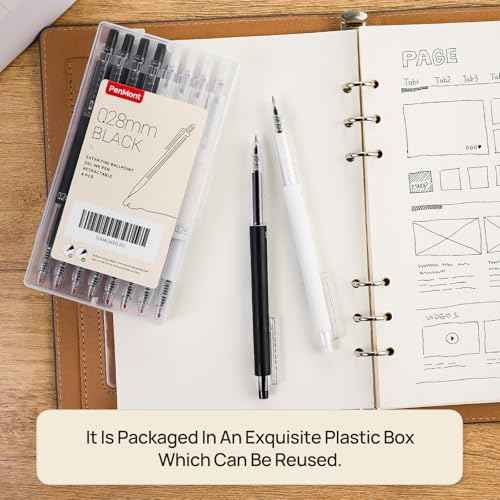 Retractable Gel Roller Pens, Japanese Style, 0.28mm Ultra Fine Point, Quick Dry Black Gel Ink, Precise and smooth writing, 8-Count Pack