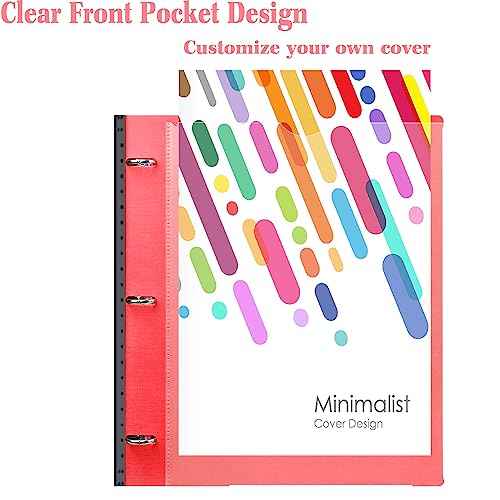 INFUN Telescoping 3 Ring Binder - 12 PCS, Flexible Round Binder with Customizable Front Cover and Clear Catalog Pocket, Holds 8.5x11 inch Paper