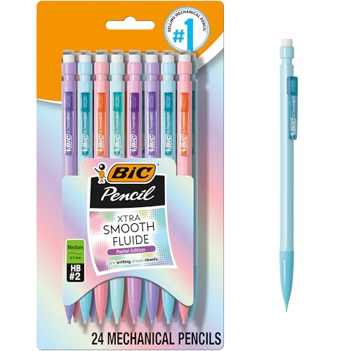 BIC Xtra-Smooth Pastel Mechanical Pencils 0.7mm, 24-Count for School & Office