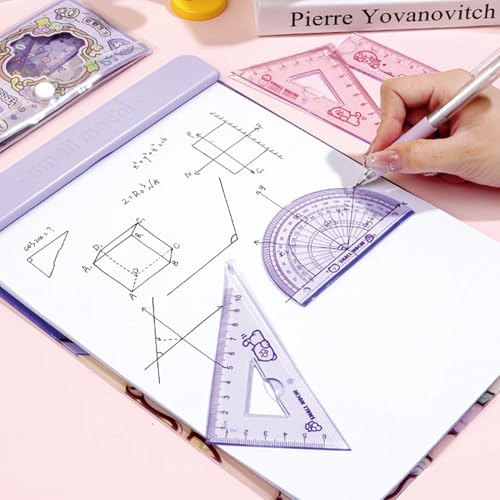 Pink Flexible Ruler Set 4 Pieces 15cm PVC Bendable Geometry Tools for School Office