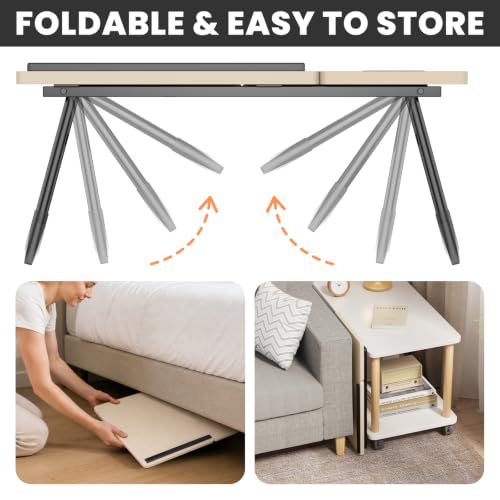OYKTVB Beige Adjustable Bed Laptop Desk with Cup Holder & 5-Angle Tilt