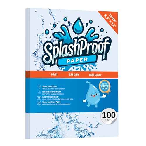 Printer Paper - 8.5" x 11", 8 Mil Waterproof Paper, Laser Printer & Copy Machine Compatible (Letter - 8.5" x 11", 100 Sheets)