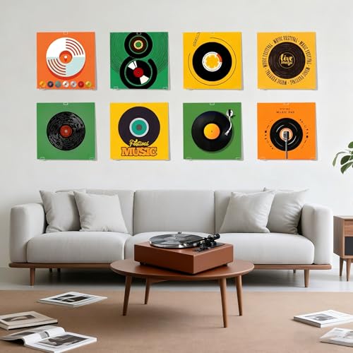 Kalami 18 Pcs Vinyl Record Wall Mount Display Hanger Set with Adhesive (Single LP / 18)