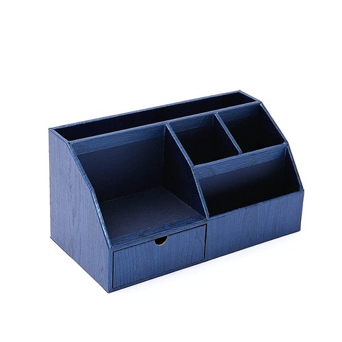 BOLDFOX Wood-like Desktop Organizer and Holder For Pen, Pencil, Letters, Small Office Supplies and Stationary Accessories Storage Organization. Use for Dorm, College & School.(Royal Blue)