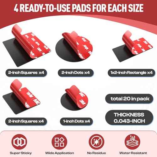 3M Double Sided Tape Heavy Duty, 20PCS VHB 5952 Adhesive Pads - 1 in & 2 in Squares and Dots, 1x2 in Rectangles, Strong Hold Mounting Tape for Crafts, Photos, Home & Office Use