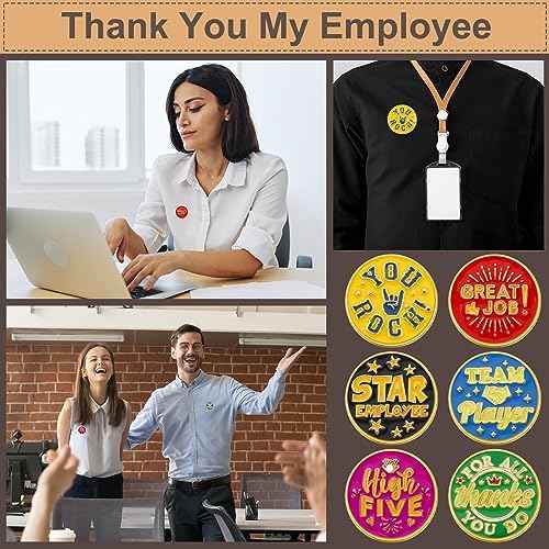 Lyrow 96 Pcs Employee Appreciation Pins Employee of The Month Gifts Bulk 3/4 Inch Recognition Enamel Cheer Lapel Pins for Employees Coworkers Team Gift