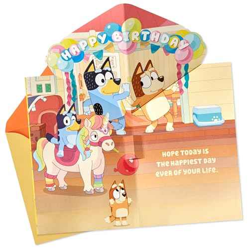 Hallmark Bluey Kids Birthday Card with Sound and Light (Happiest Day Ever) for Son, Daughter, Grandchild
