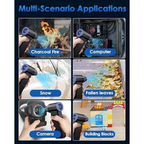Compressed Air Can for Computers, 130000RPM Compressed Air Duster PC Blower Keyboard Cleaning Kit with LED Display & Light 4 Gear Adjustable Computer Cleaner Car Duster