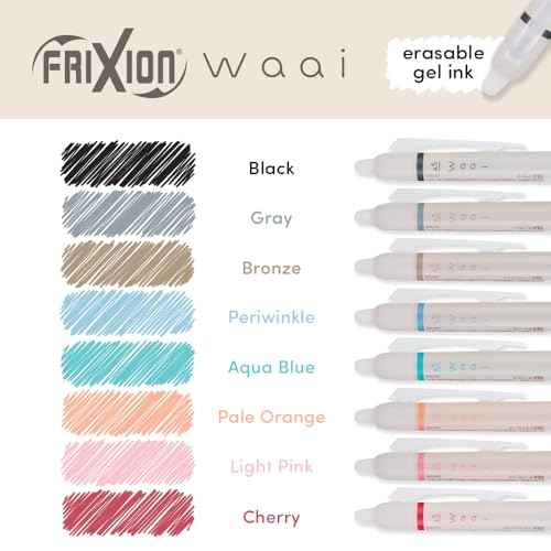 PILOT FriXion Waai Retractable & Refillable Erasable Gel Pens, Extra Fine Point 0.5 mm, Assorted Ink, 8 Count