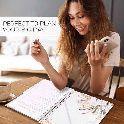 Beautiful Greenery Wedding Planner Book and Organizer - Enhance Excitement and Makes Your Countdown Planning Easy - Unique Engagement Gift for Newly Engaged Couples, Future Brides and Grooms