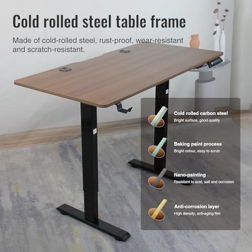 Electric Height Adjustable Stand up Desk Home Office Ergonomic Computer Workstation (Rustic Brown, 55inch)