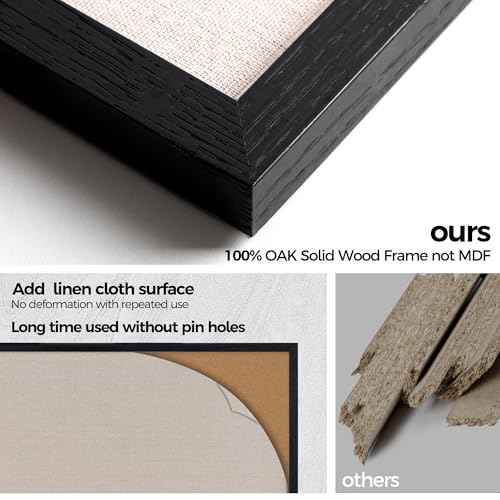 Fun Memories Cork Board Bulletin Board for Office, 20" x 30" Oak Wooden Framed Corkboard, Wall Mounted Notice Pin Board for School Home & Office, Black