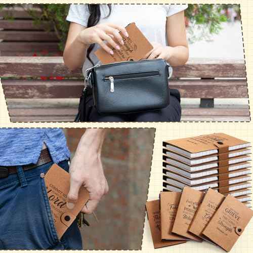 Thenshop 20 Sets Christian Gift Bulk Scripture Notebook Bible Verse Pen Religious Ballpoint Pen Sticky Note for Women Men, Church, Sunday School, Operation Christmas, Vbs, Pastor, Thanksgiving(Brown)