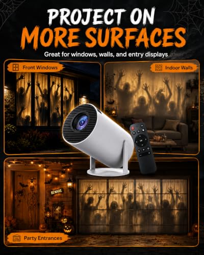 720P Halloween Window Projector with 180° Rotating Lens and Screen Mirroring