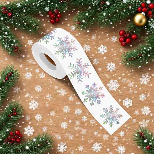 500 Pcs 1.5 inches Winter Snowflake Stickers Self-Adhesive 6 Designs for Xmas Winter Envelope Journal Decor