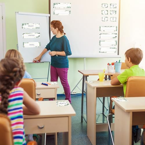 Hedeey Eucalyptus Nameplate Set - 48 Self-Adhesive Classroom Student Desk Tags