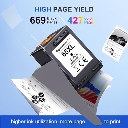 Adoccur 65XL Ink Cartridges Black & Color Combo Pack High-Yield Replacement for HP DeskJet & Envy Series