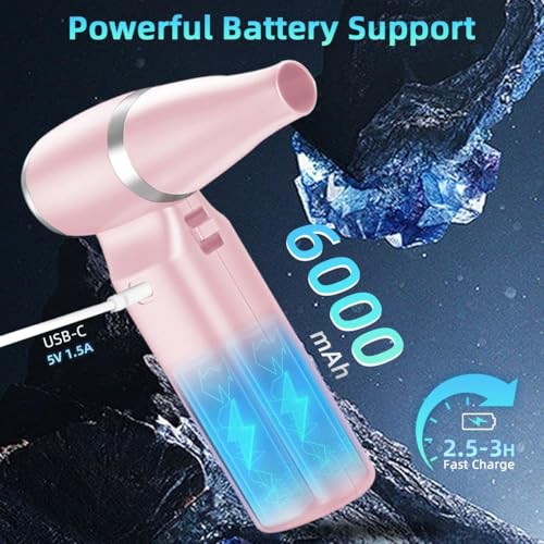 Compressed Air Duster-Stepless Adjustable 110000RPM Electric Mini Air Dust Remover with LED Light, Rechargeable Cordless Canned Blower Fan for PC Keyboard Cleaner Car Cleaning Kit Home Office