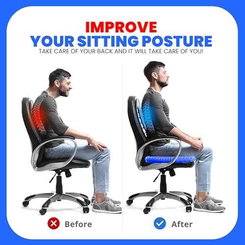 Cooling Gel Seat Cushion for Long Sitting ? Breathable Honey Comb Design Absorbs Pressure Points, Durable Gel Cushion for Office Chair, Car, Wheelchair, Home, & Travel ? Pain Relief & Posture Support