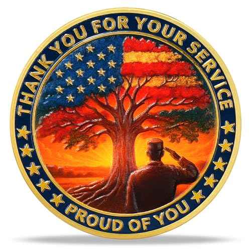 BHealthLife 20 Pcs Eagle Veterans Challenge Coins Bulk - Thank You for Your Service Coins with US Flag Tree Design - Memorial Day Christmas Bulk Military Gifts for Veterans Dad Men