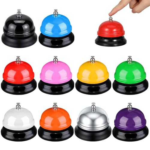 10 Pcs Colorful Metal Desk Call Bells - 3 Inch Service Bells for Restaurant, Office, Pet Training
