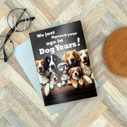 Gooji 5x7 Dogs Birthday Card, Funny Humorous Cute Card for Wife Husband Teenage Young Boy Girl Men Women Adult, Golden (Age)