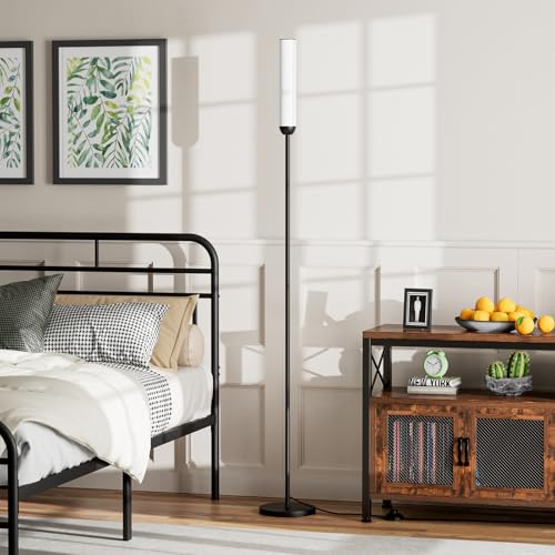 Ambimall LED Floor Lamp with Remote Control, 65" Standing Lamp with Stepless Adjustable 3000K-6500K Colors & 5%-100% Brightness, Foot Switch(Black)