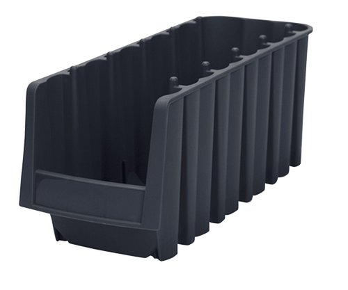 Akro-Mils 30778 Economy Stacking Shelf Plastic Storage Bins, (18-Inch x 8-3/8-Inch x 7-Inch), Black (8-Pack) (30778BLACK)