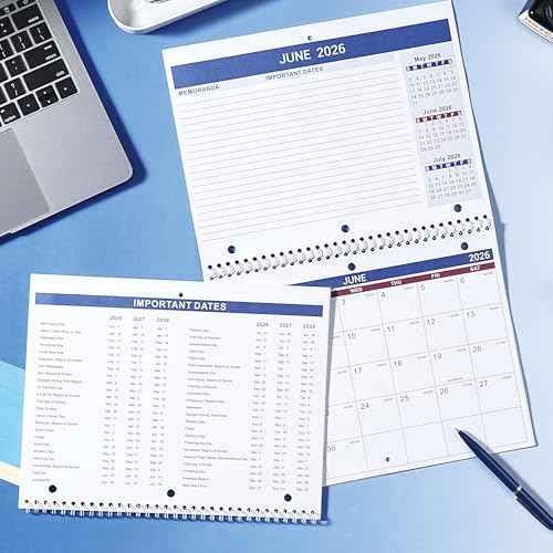 2026 Calendar - 2026 Wall Calendar, Jan. 2026 - Dec. 2026, 8.5" x 11", Memoranda Lined Pages with Thick Paper, Twin-Wire Binding, Holidays, Julian Dates