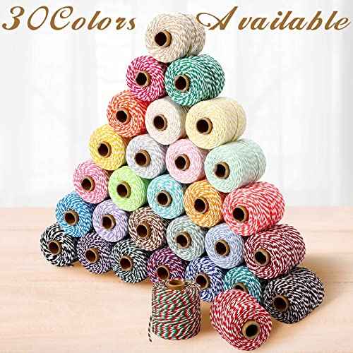 30 Rolls Colourful Bakers Twine for Crafts 2mm Cotton String Craft String Wrapping Wedding Home Decor Gardening
