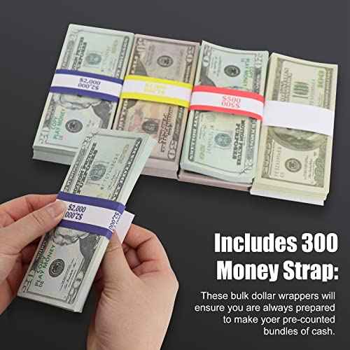 Acrylic Locking Currency Tray With 300 Currency Wrappers, 5 Compartment Clear Cash Organizer Money Storage Box with Lockable Cover for Cash, Moneyboxes Currency Cash Holder for Money