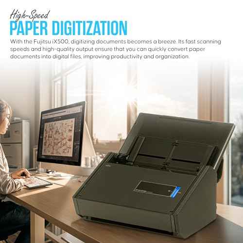 IX500 Fujitsu Scansnap Receipt Scanner for Mac & PC - USB High Speed Cloud Enabled Document, Photo Scanners - ADF with Duplex Scanning - Comes with 16v, USB 3.0 Cable (Renewed)