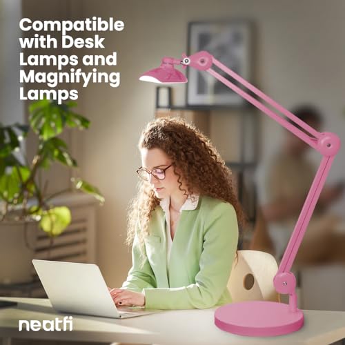 Neatfi 9.84" Diameter Round Weighted Base, 19.62 Pounds, Compatible with Desk Lamps and Magnifying Lamps for Home Office Use (Pink)