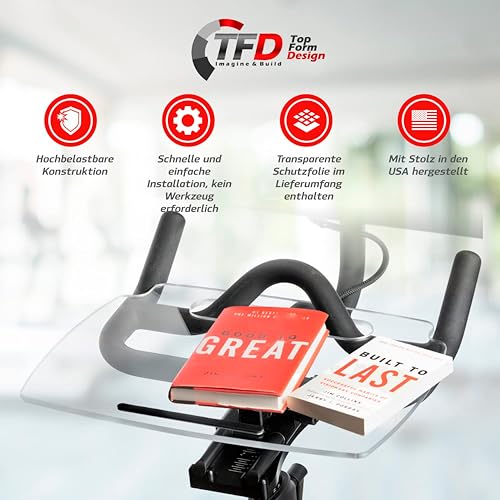 TFD The Tray | Improved Tray for Peloton Bike (orginals) - Work & Ride with Your Phone, Laptop, Book or Tablet (Tray Original, Acrylic Clear)