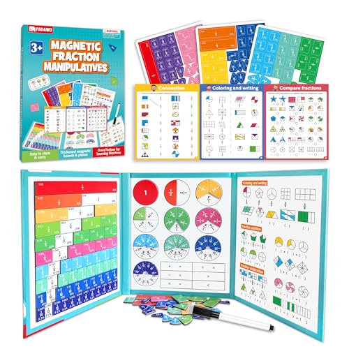 Turquoise Magnetic Fraction Puzzle Book for Kids, Educational Manipulatives