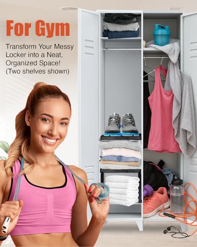 Piffny Locker Organizer Shelf， Adjustable Width and Height,