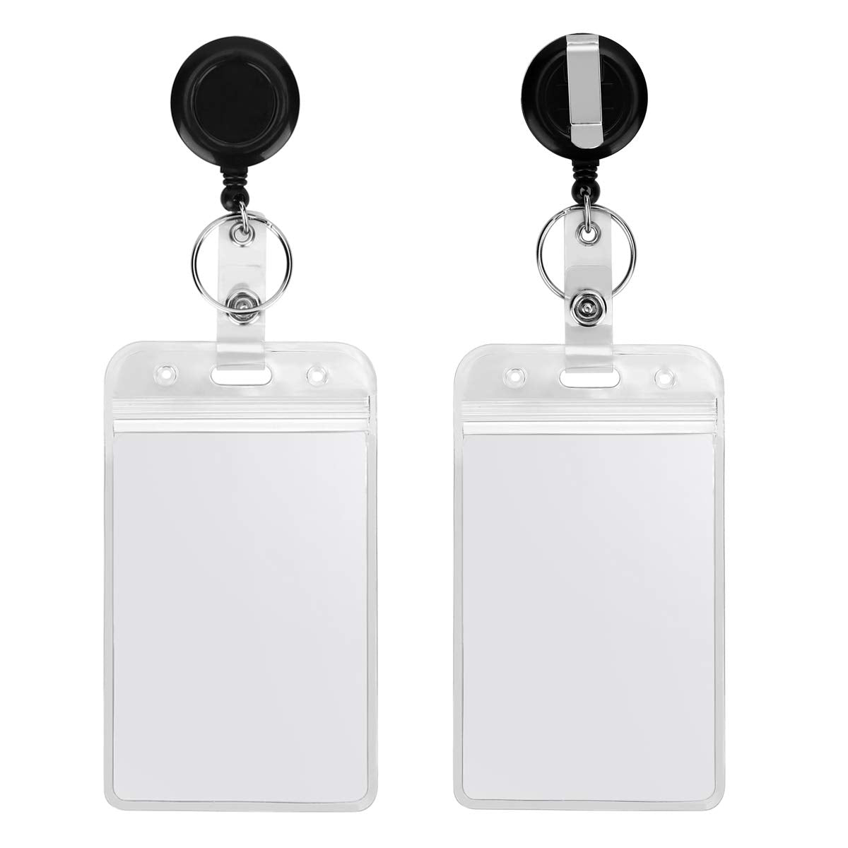2Pack Black Lanyards,Retractable Badge Reel with Vertical ID Badge Holder
