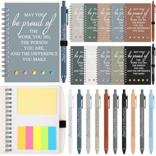 30 Sets/60 Pcs Employee Appreciation Gifts 30 May You Be Proud of The Work Notebooks with Sticky Note 30 Ballpoint Pens for Teachers Students Volunteer Nurse Thank You Gift(Boho Color)