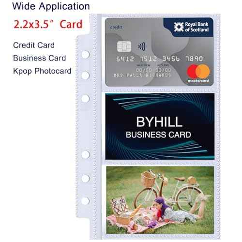 40 Pack 240 Pockets A6 Binder Business Card Sleeves, Ultra-Clear K-pop Photocard Sleeves, Double Sided 3 Pocket 6 Ring Planner Refill Pages for Business Card, Credit Card and K-pop Photocard