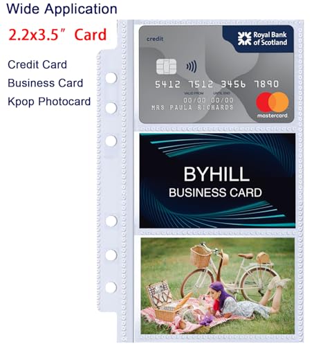 BYSTER Clear 40 Pack A6 Business Card & Photocard Sleeves - Double Sided 3 Pocket