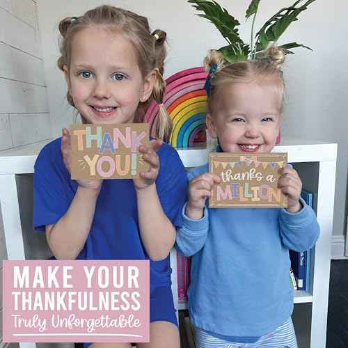 Hadley Designs Bulk Thank You Cards with Envelopes - 54 Kids Thank You Cards For Teachers, Cute Thanks Blank Cards and Envelopes, Fun Appreciation Note Card for Birthday, Baby Shower & Small Business