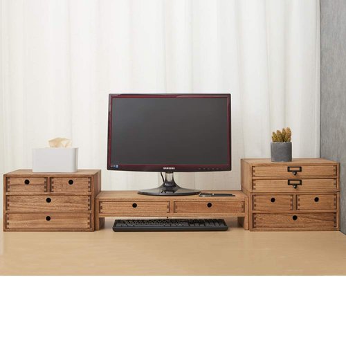 Kirigen Wood Desktop Storage Cabinet/Workspace Document Office necessity Organizer with 4 Drawers/Home,office Letter Mail Sorter with 3 levels/Hold Makeup Box (BR, 3-layer &4 drawers) Dark brown