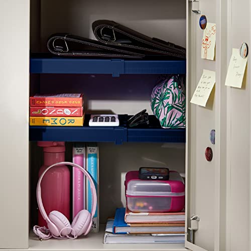 LockerMate Adjust-A-Shelf Locker Shelf 2-Pack Blue, Fits Any Height, Easy Install